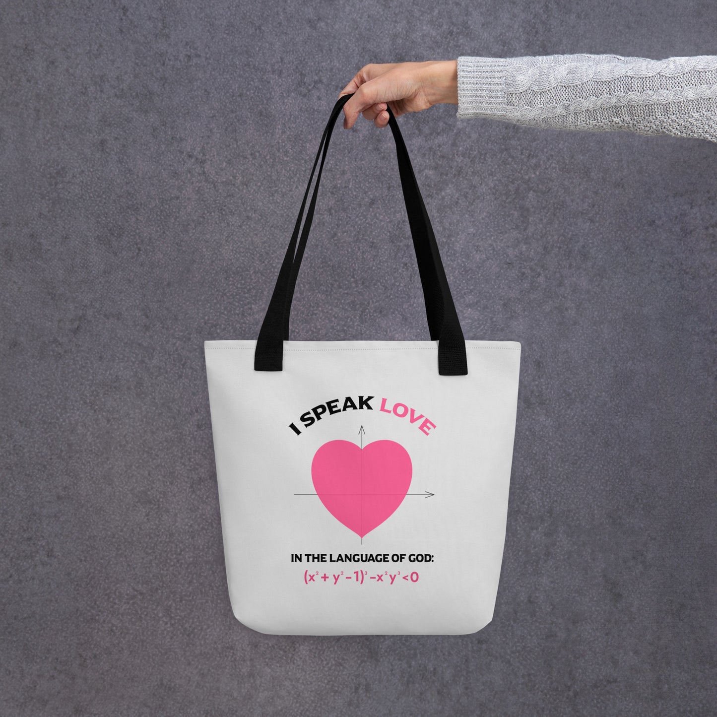 Tote bag - I Speak Love 1 - Gray - Zen Math Art