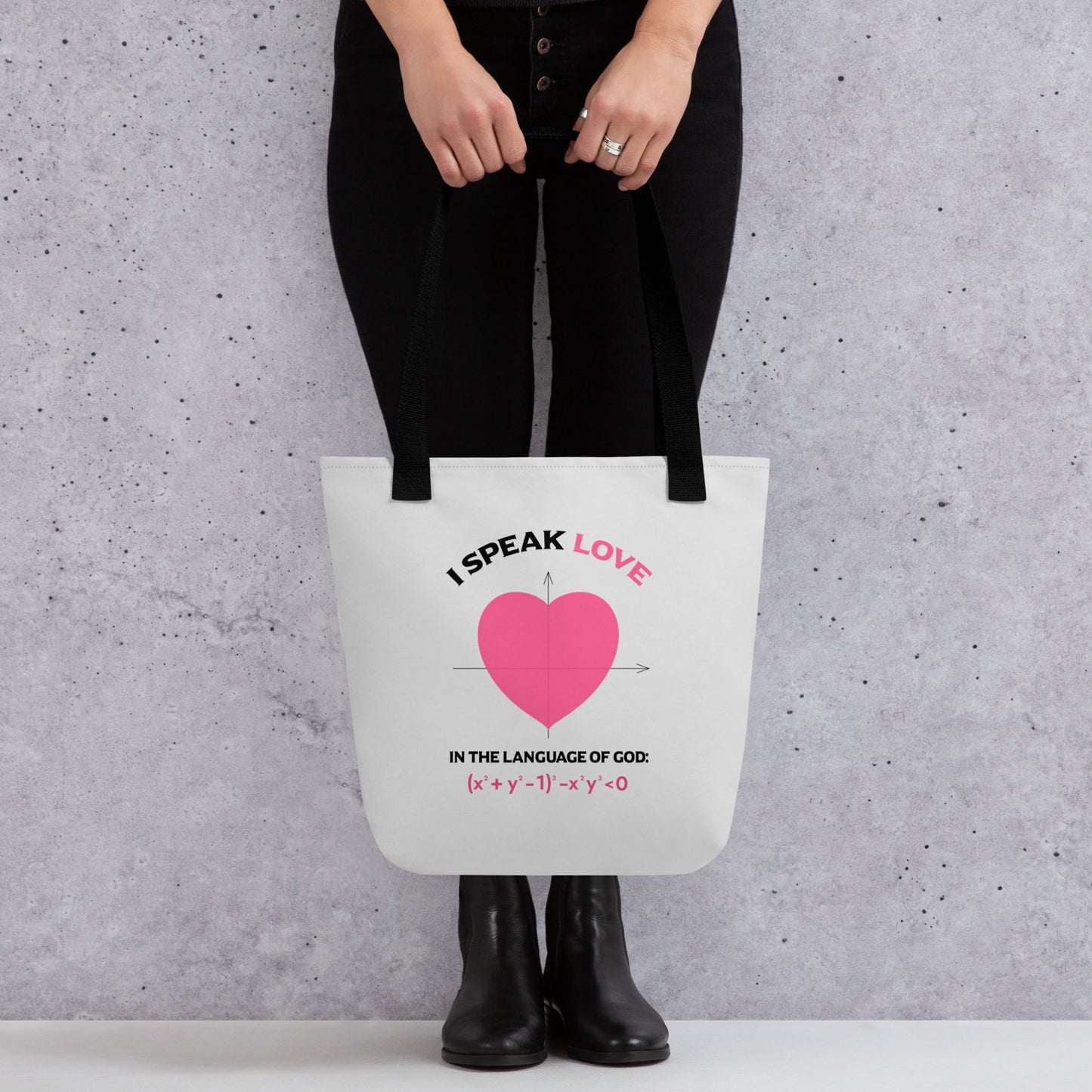 Tote bag - I Speak Love 1 - Gray - Zen Math Art