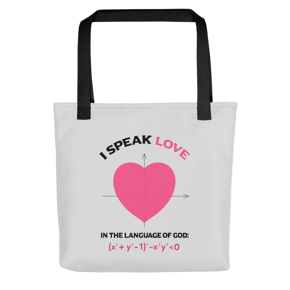 Tote bag - I Speak Love 1 - Gray - Zen Math Art