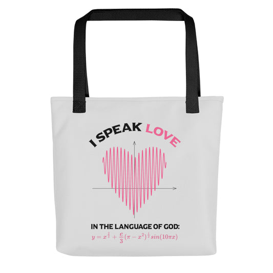 Tote bag - I Speak Love 2 - Gray - Zen Math Art