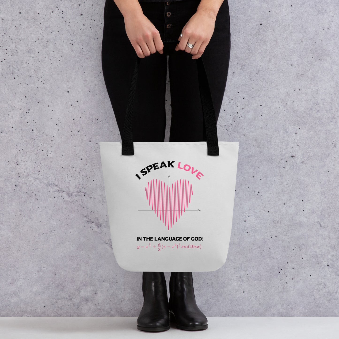 Tote bag - I Speak Love 2 - Gray - Zen Math Art