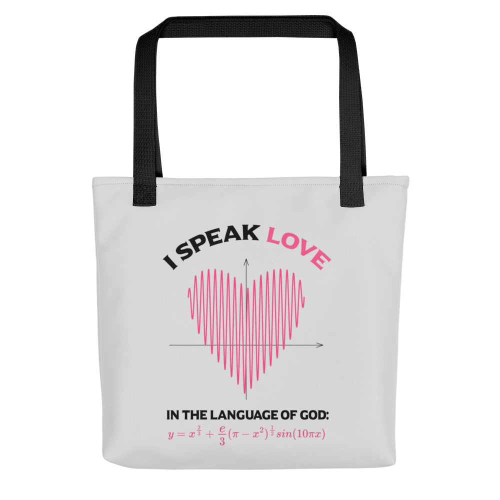 Tote bag - I Speak Love 2 - Gray - Zen Math Art