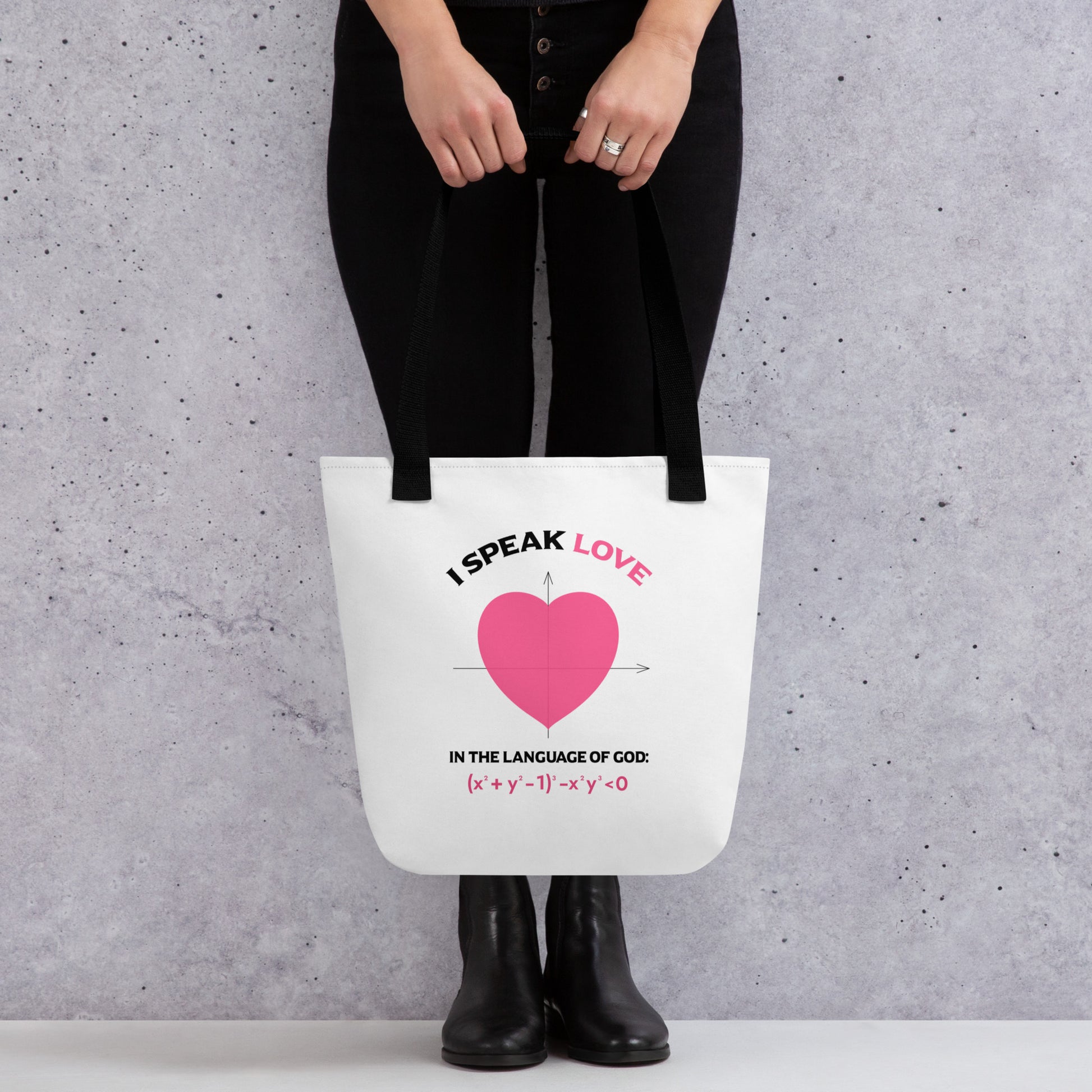 Tote bag - I Speak Love 1 - White - Zen Math Art