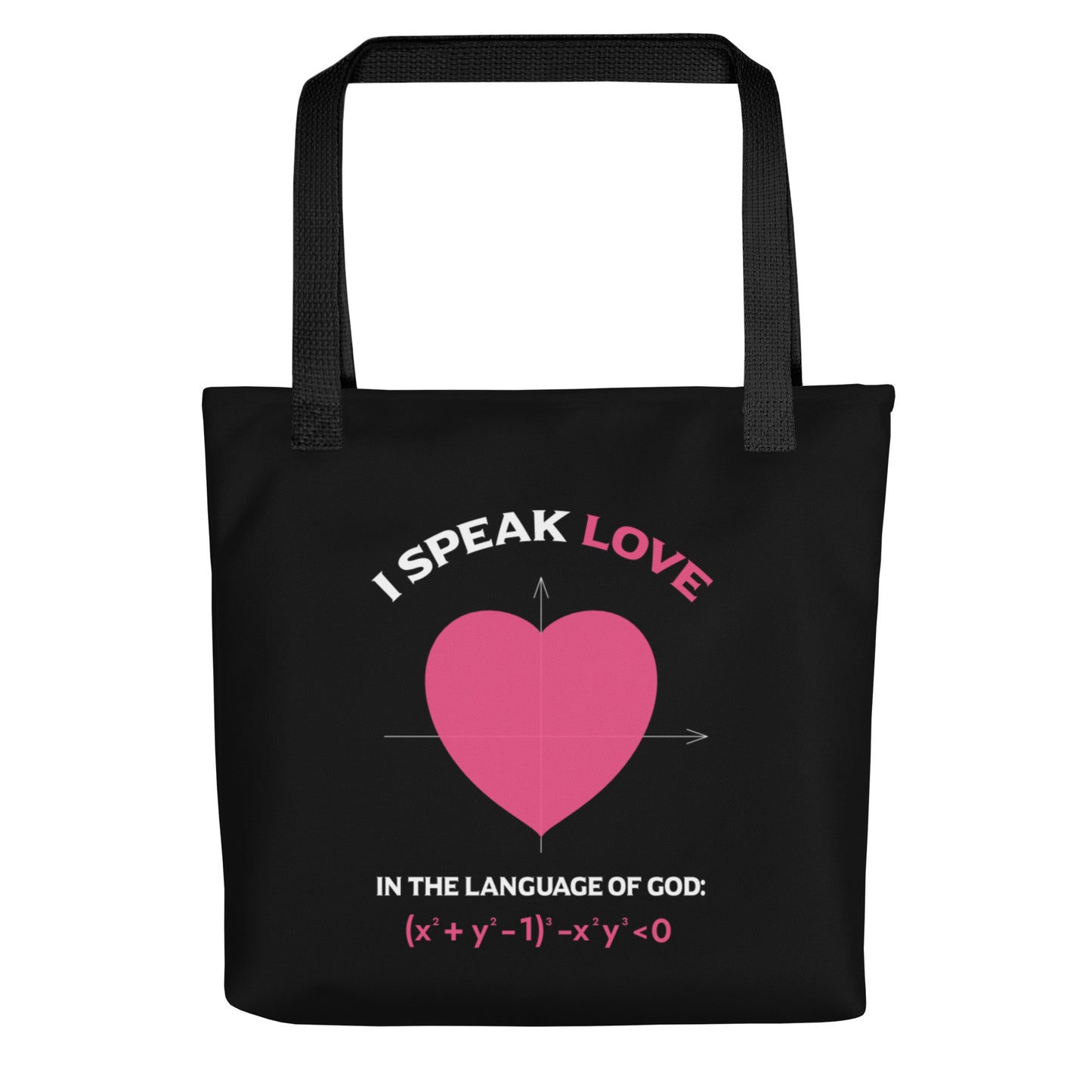 Tote bag - I Speak Love 1 - Black - Zen Math Art