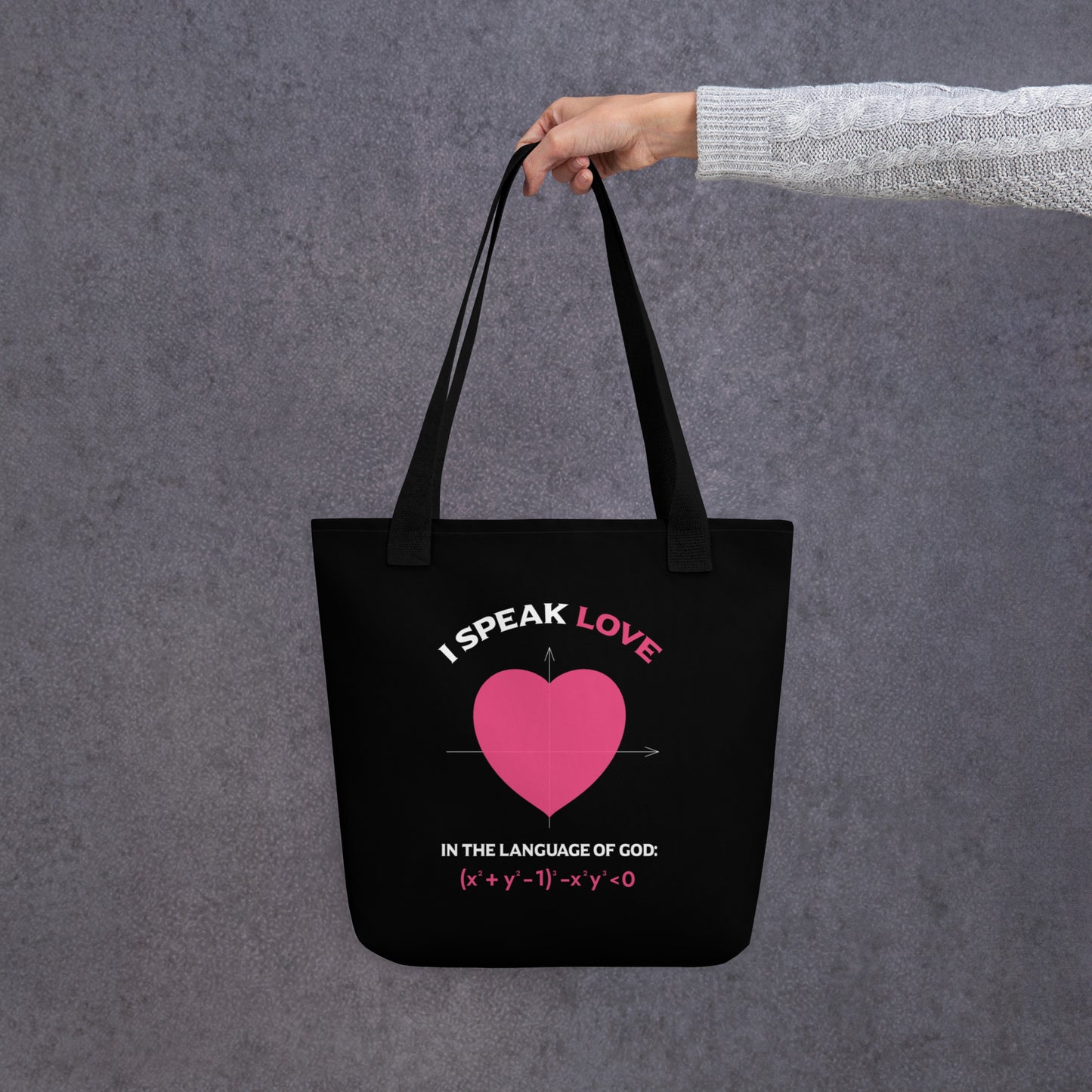 Tote bag - I Speak Love 1 - Black - Zen Math Art