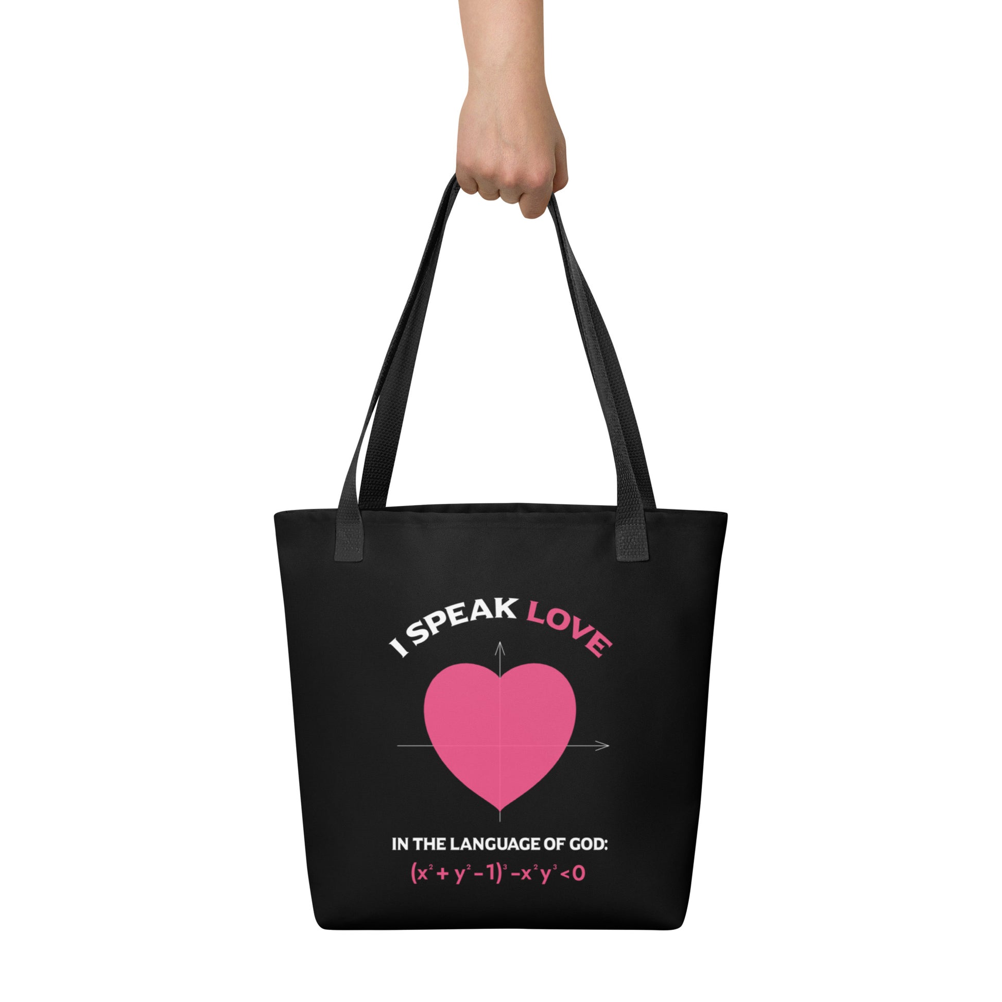 Tote bag - I Speak Love 1 - Black - Zen Math Art