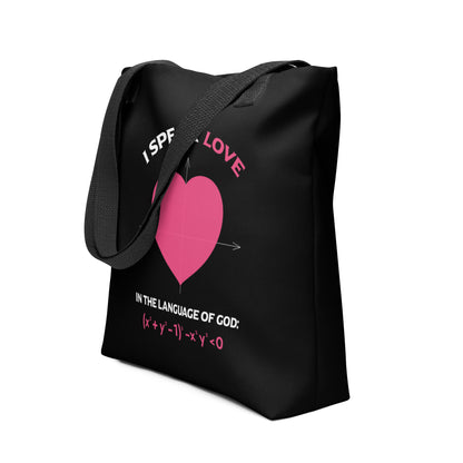 Tote bag - I Speak Love 1 - Black - Zen Math Art