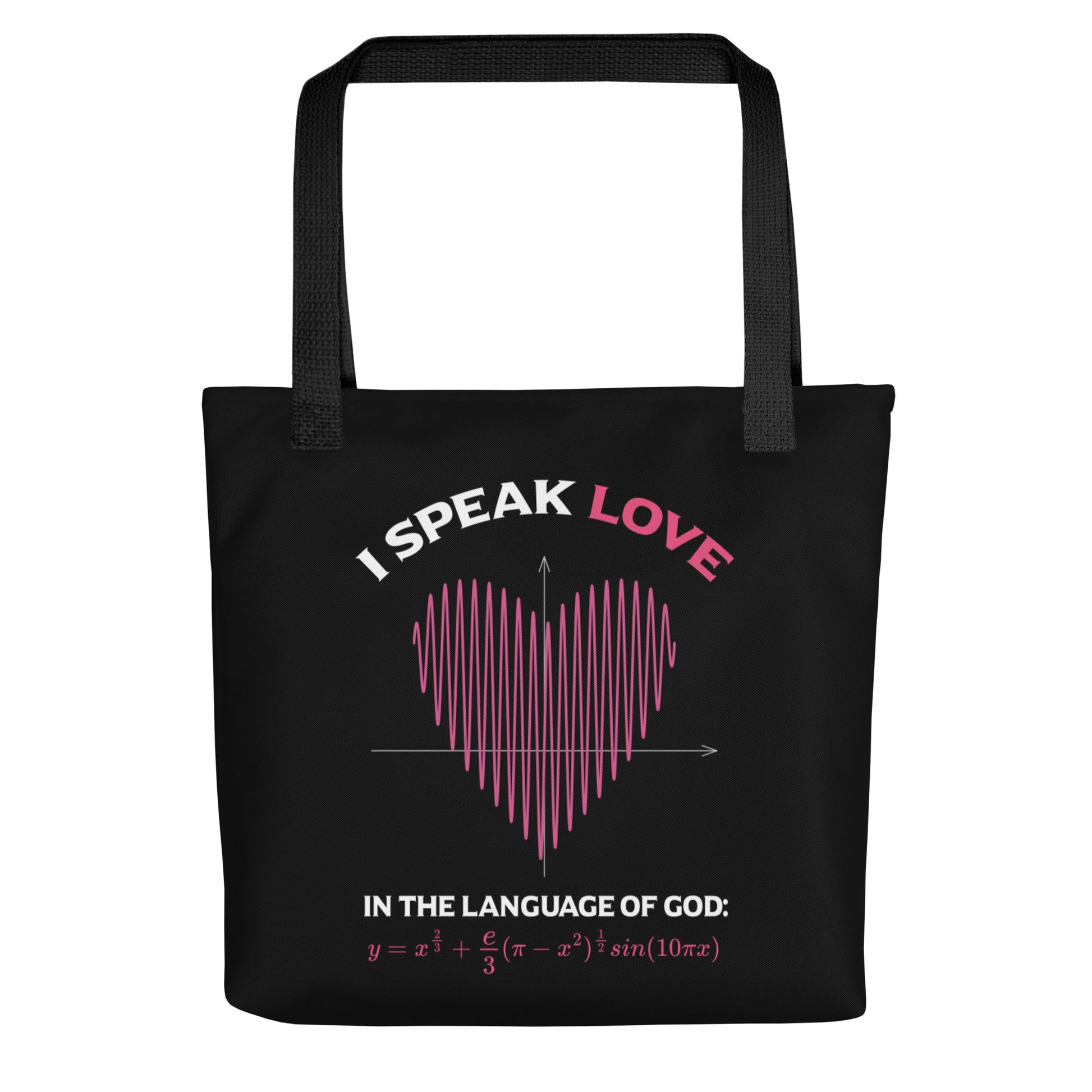 Tote bag - I Speak Love 2 - Black - Zen Math Art