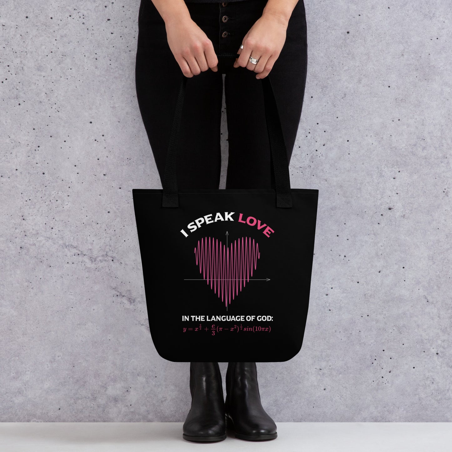 Tote bag - I Speak Love 2 - Black - Zen Math Art