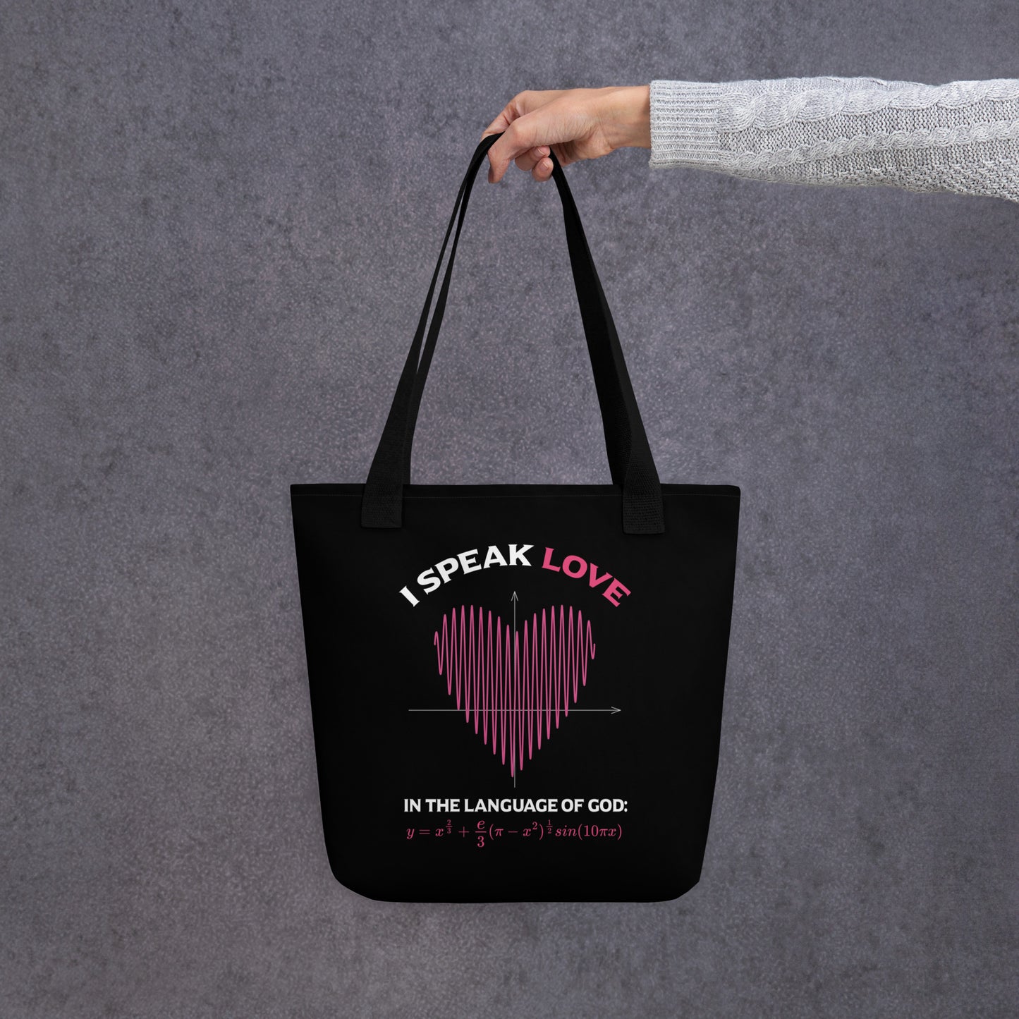 Tote bag - I Speak Love 2 - Black - Zen Math Art