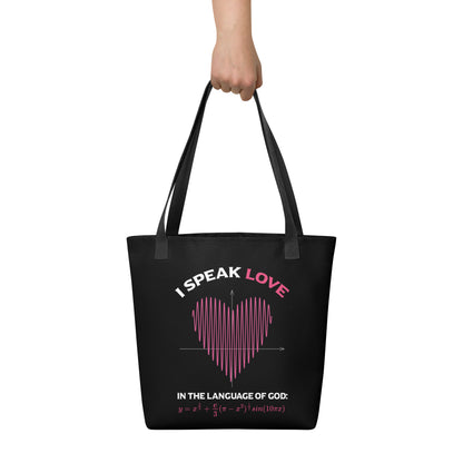 Tote bag - I Speak Love 2 - Black - Zen Math Art