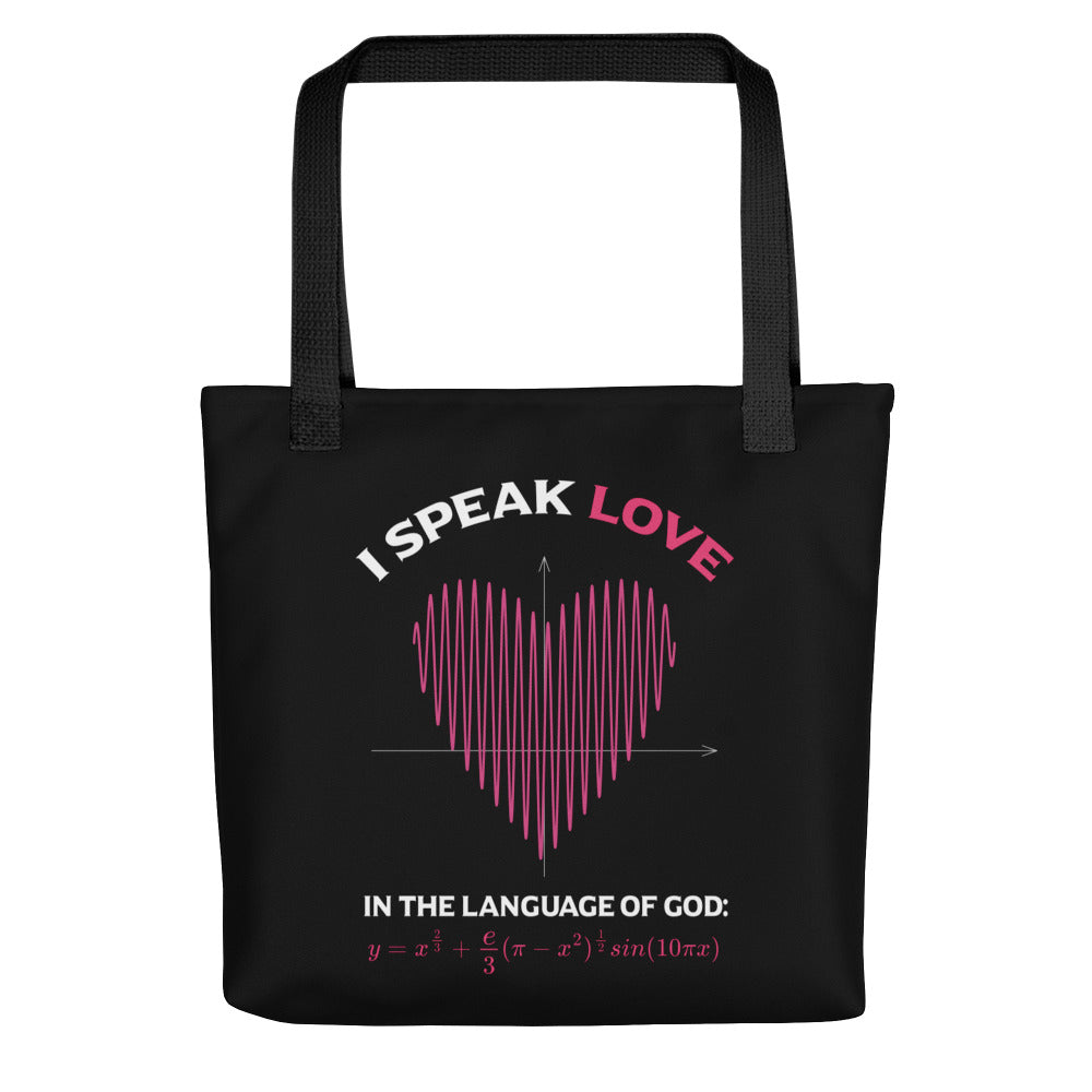 Tote bag - I Speak Love 2 - Black - Zen Math Art