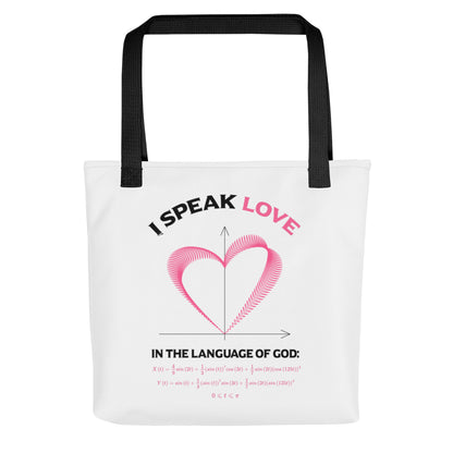 Tote bag - I Speak Love 3 - White - Zen Math Art