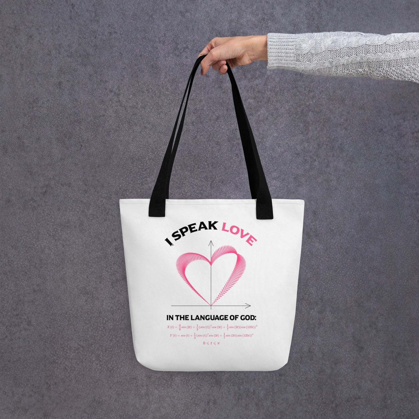 Tote bag - I Speak Love 3 - White - Zen Math Art