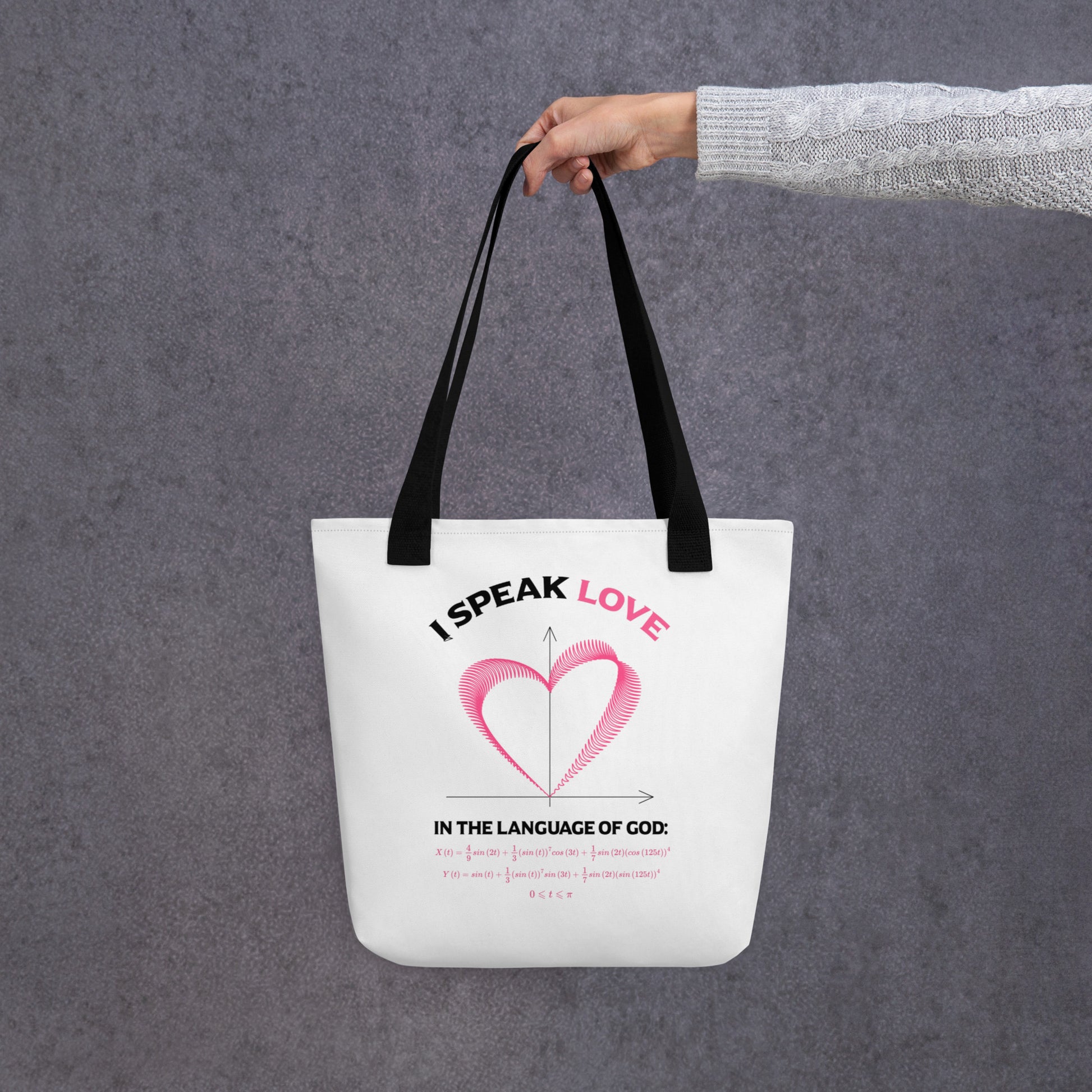 Tote bag - I Speak Love 3 - White - Zen Math Art