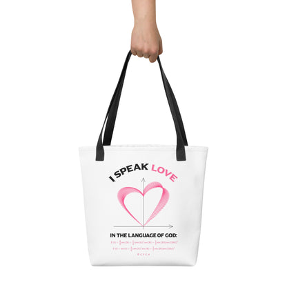 Tote bag - I Speak Love 3 - White - Zen Math Art