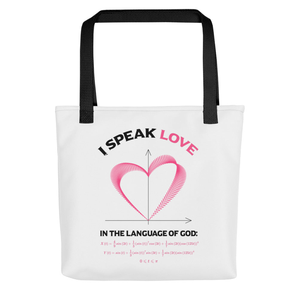 Tote bag - I Speak Love 3 - White - Zen Math Art