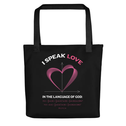 Tote bag - I Speak Love 3 - Black - Zen Math Art