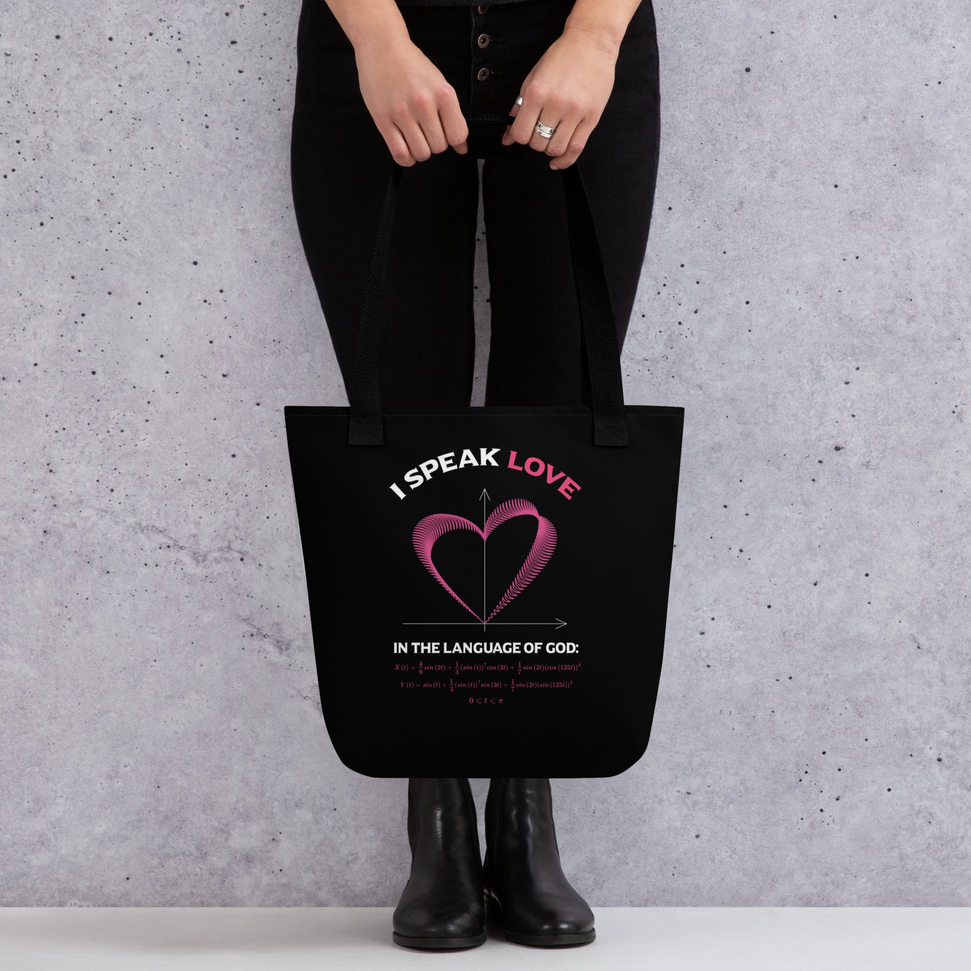 Tote bag - I Speak Love 3 - Black - Zen Math Art