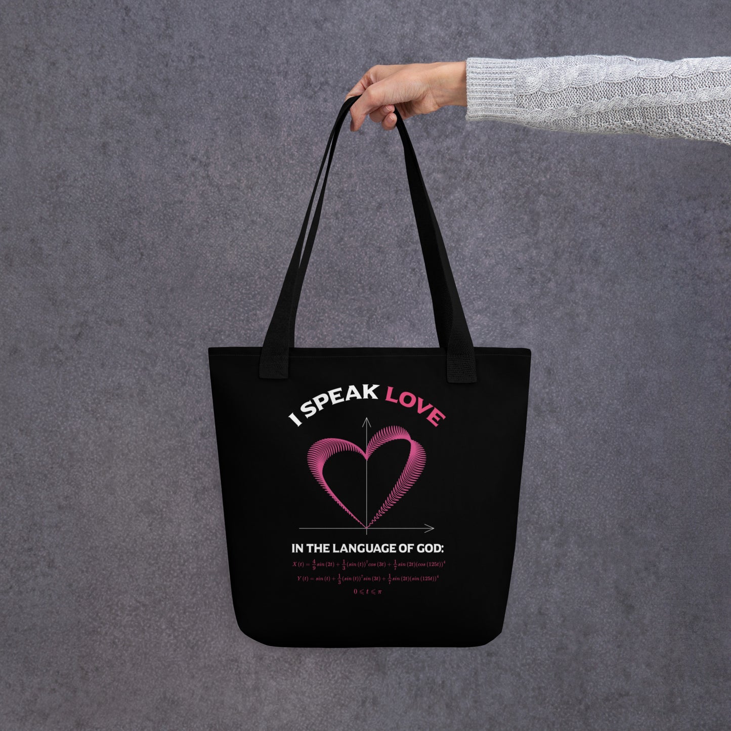 Tote bag - I Speak Love 3 - Black - Zen Math Art