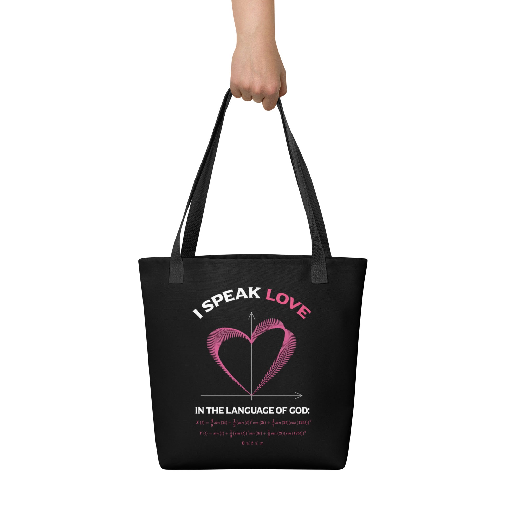 Tote bag - I Speak Love 3 - Black - Zen Math Art