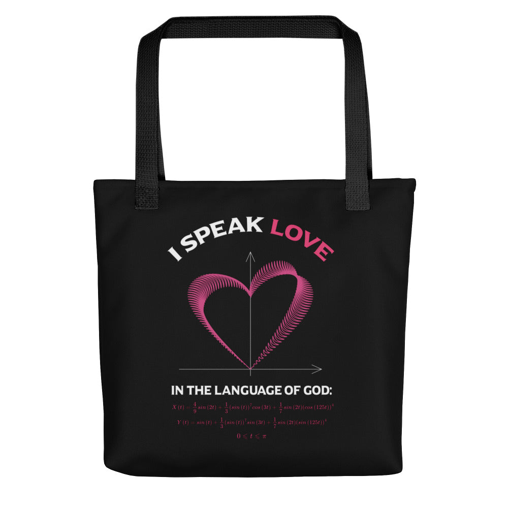 Tote bag - I Speak Love 3 - Black - Zen Math Art