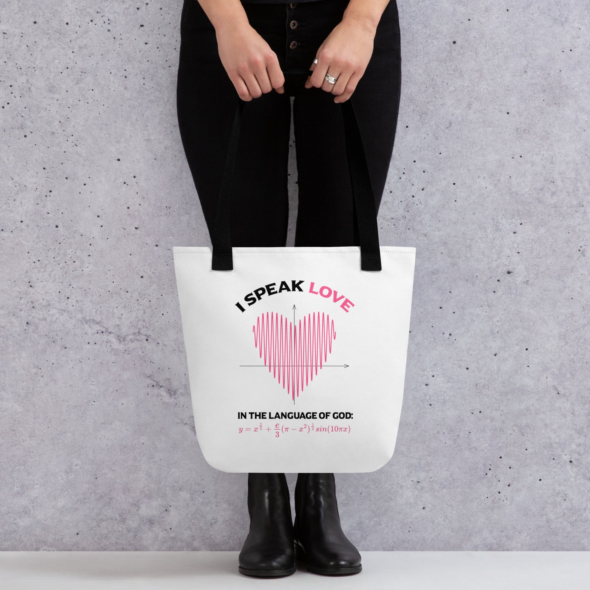 Tote bag - I Speak Love 2 - White - Zen Math Art