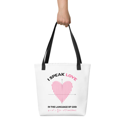 Tote bag - I Speak Love 2 - White - Zen Math Art