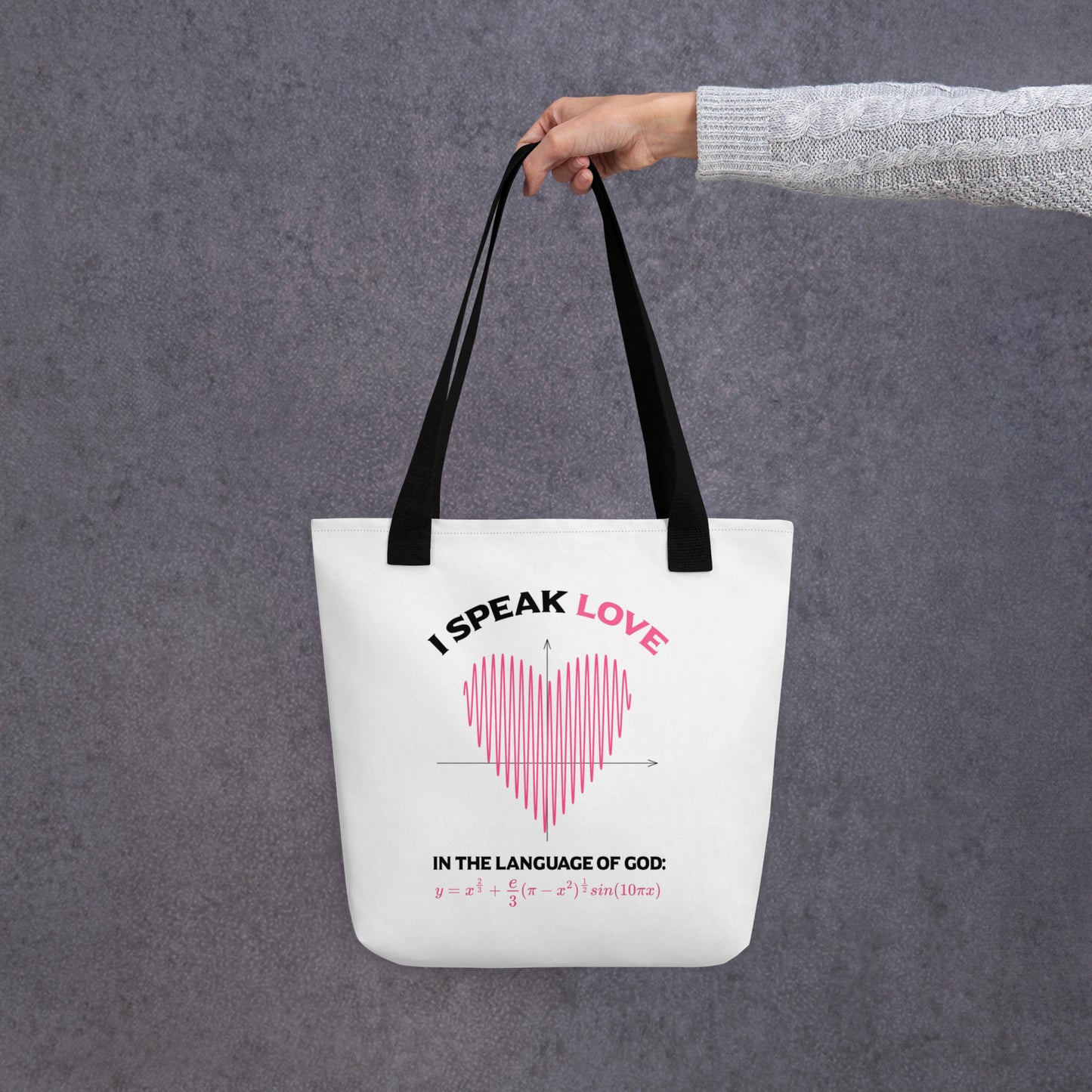 Tote bag - I Speak Love 2 - White - Zen Math Art