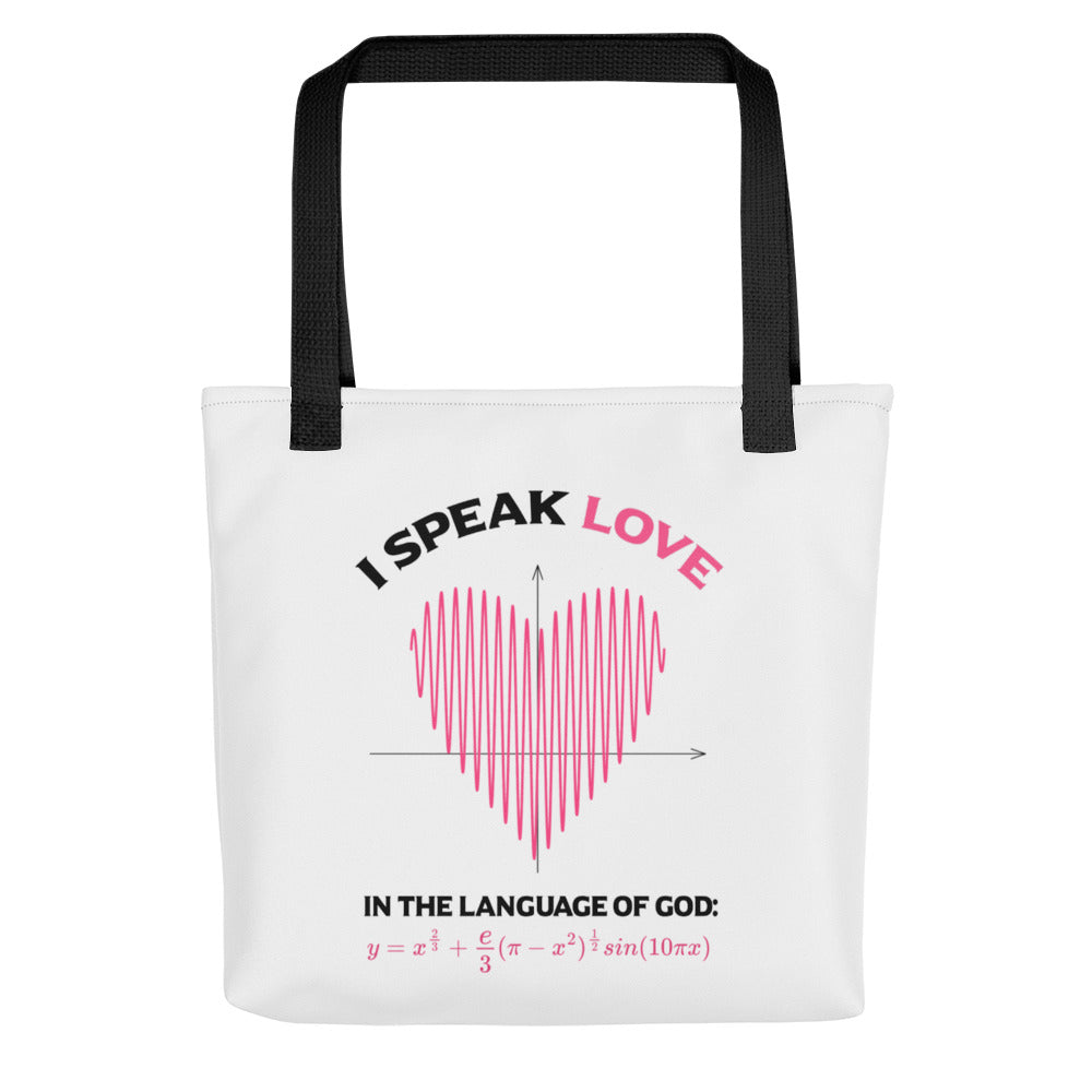 Tote bag - I Speak Love 2 - White - Zen Math Art