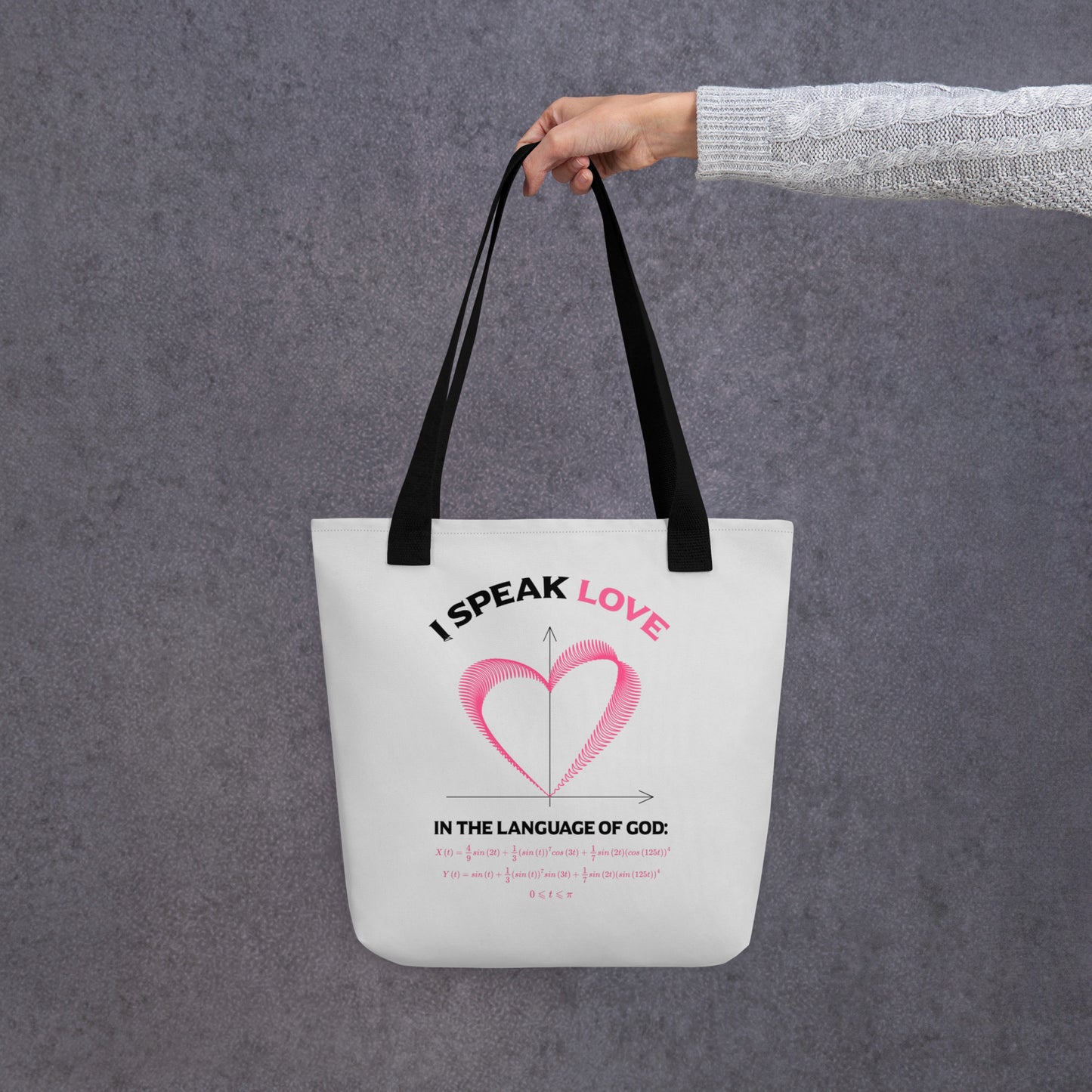 Tote bag - I Speak Love 3 - Gray - Zen Math Art