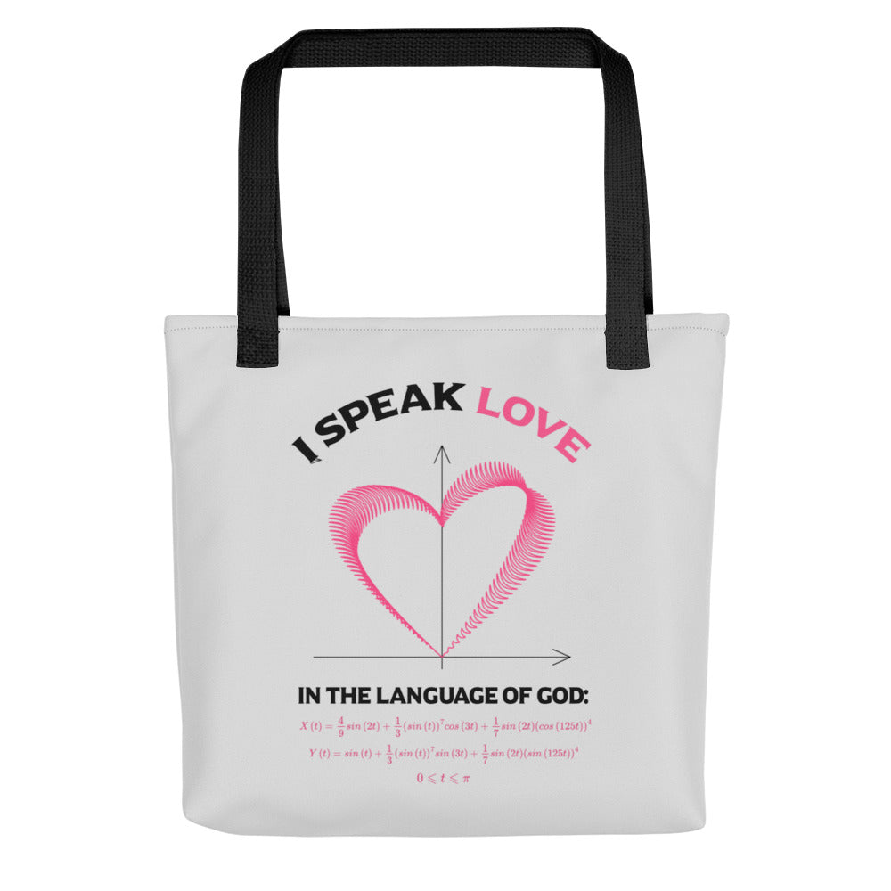 Tote bag - I Speak Love 3 - Gray - Zen Math Art