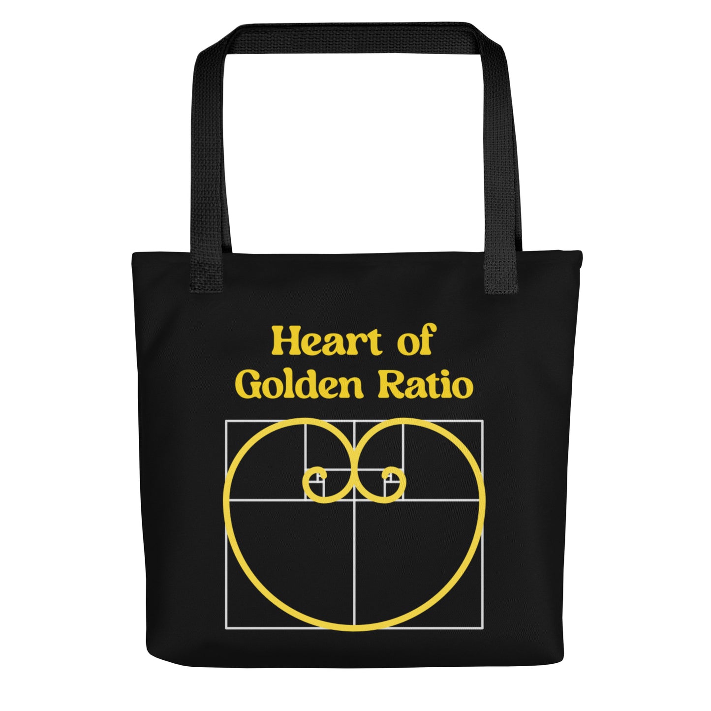 Tote bag - Heart of Golden Ratio - Black - Zen Math Art