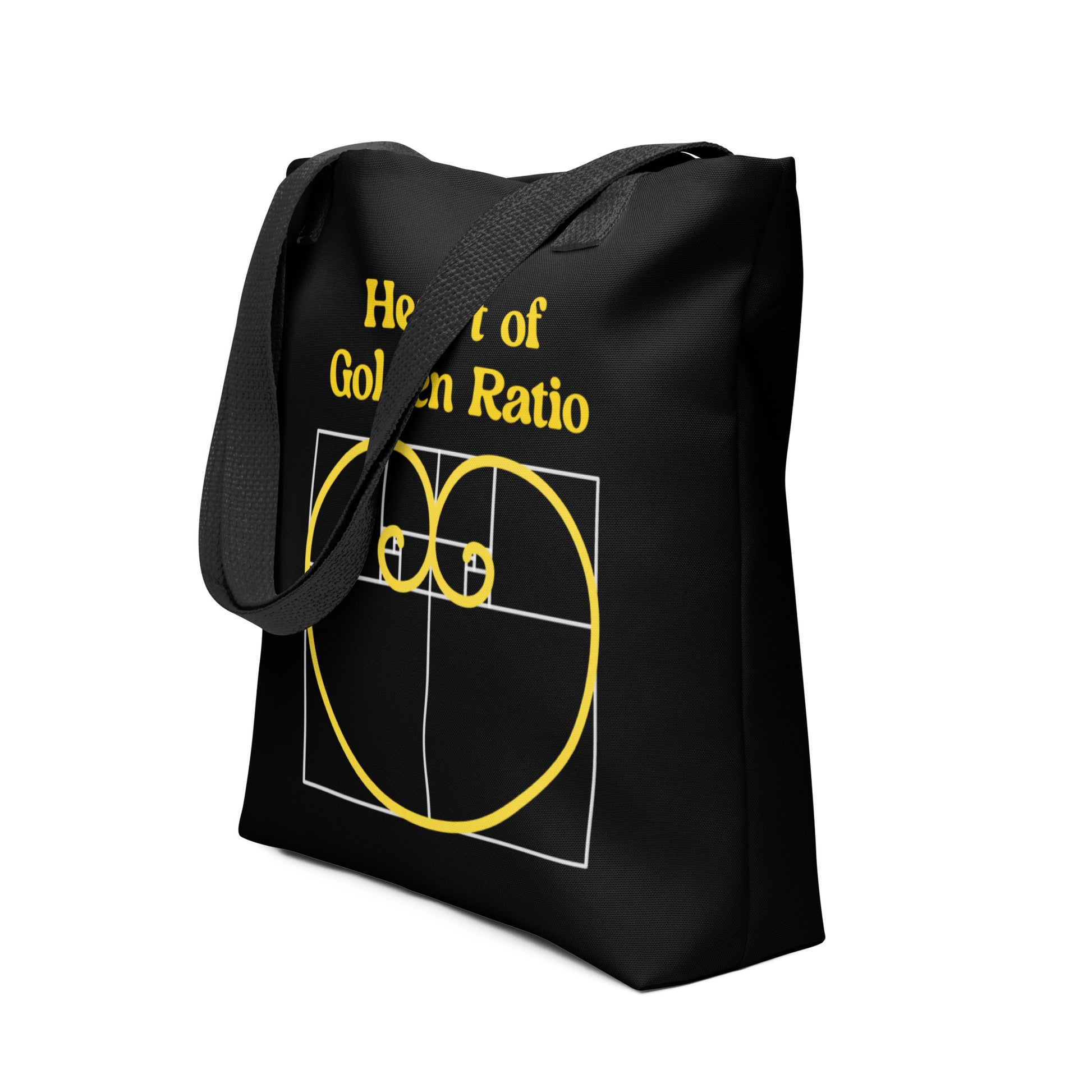 Tote bag - Heart of Golden Ratio - Black - Zen Math Art