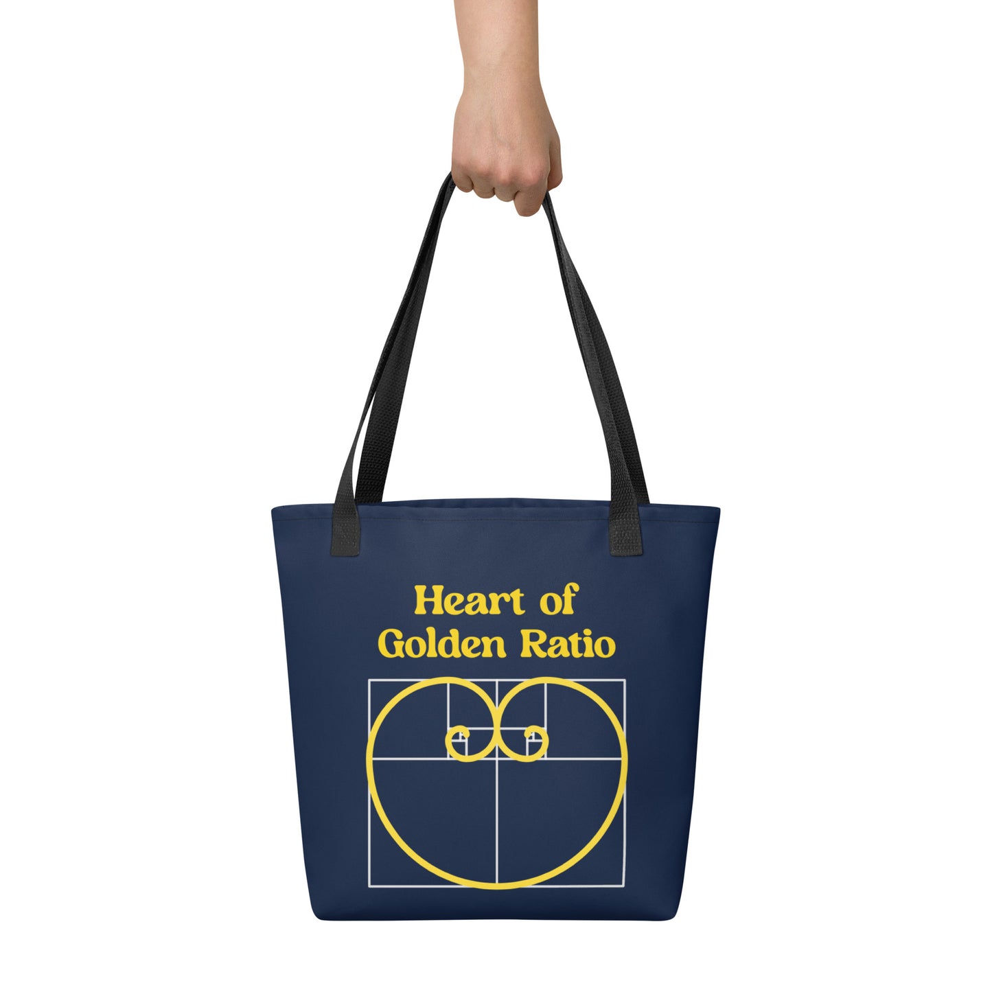 Tote bag - Heart of Golden Ratio - Dark Navy - Zen Math Art