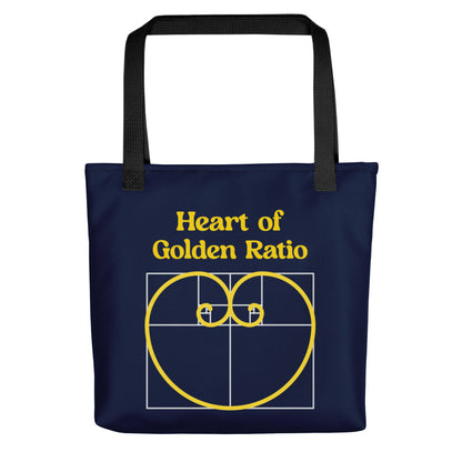 Tote bag - Heart of Golden Ratio - Dark Navy - Zen Math Art