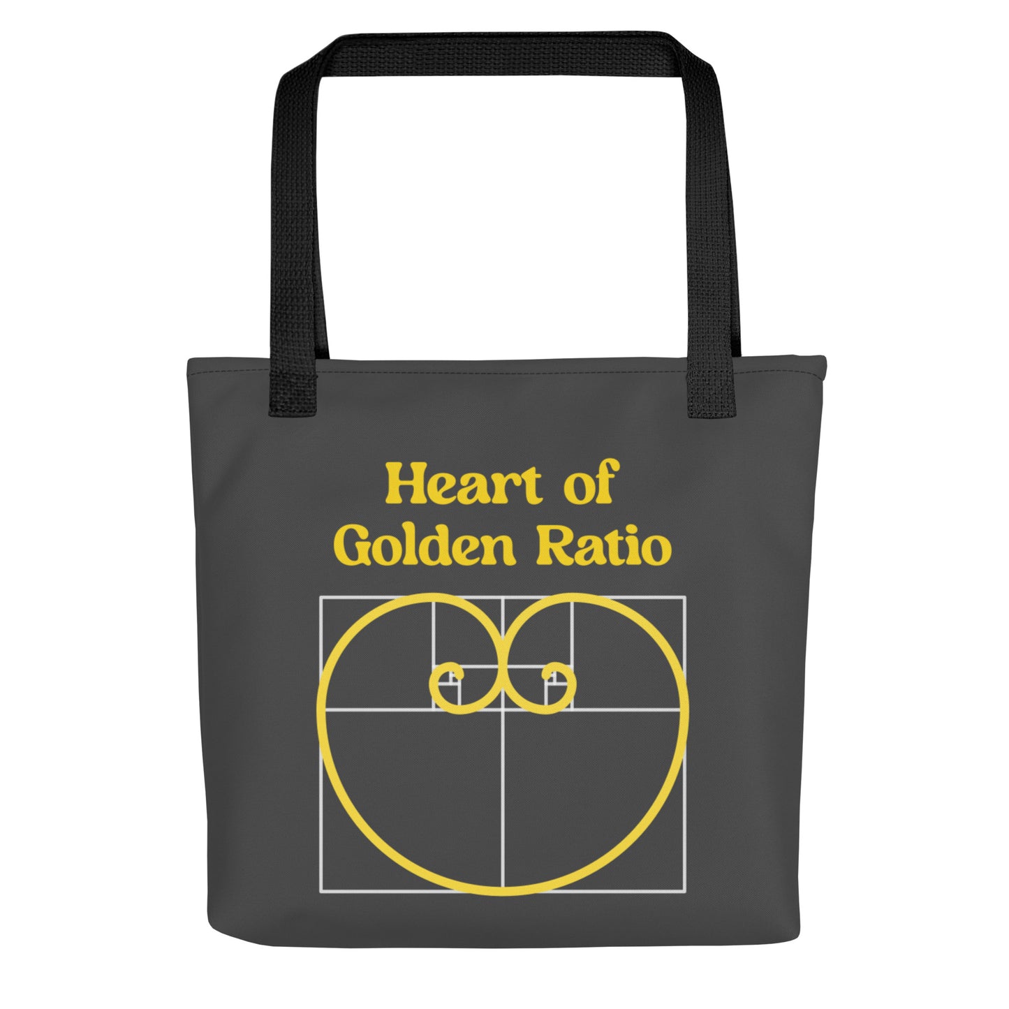 Tote bag - Heart of Golden Ratio - Dark Gray - Zen Math Art