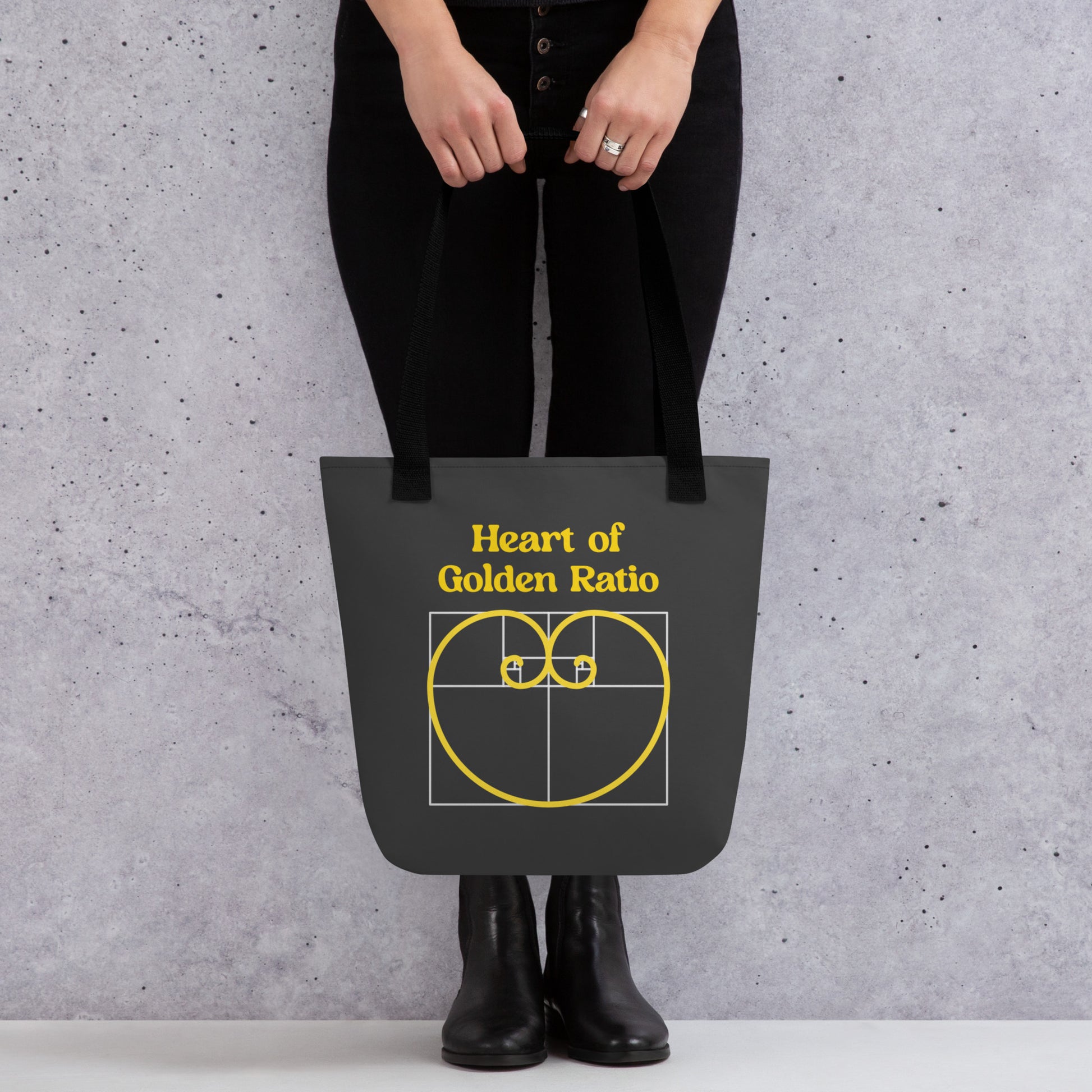 Tote bag - Heart of Golden Ratio - Dark Gray - Zen Math Art