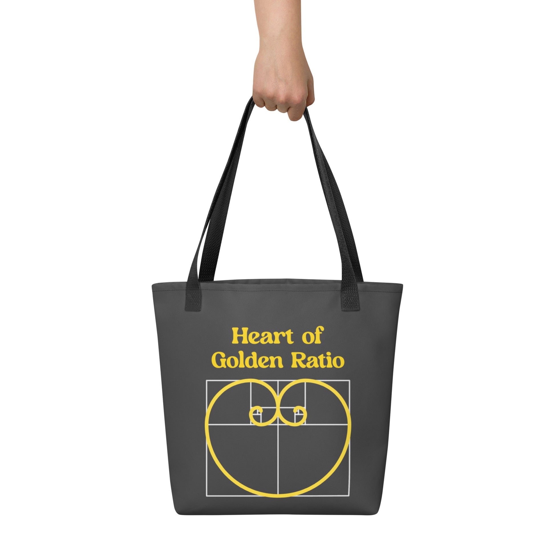 Tote bag - Heart of Golden Ratio - Dark Gray - Zen Math Art