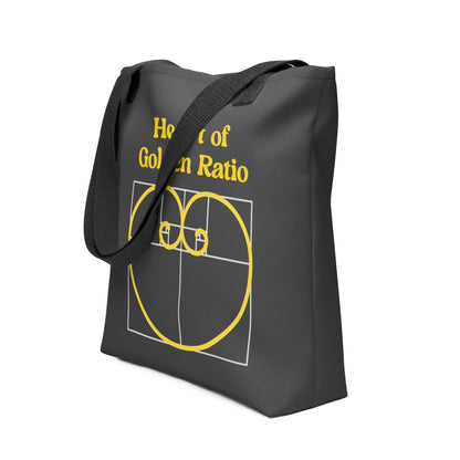 Tote bag - Heart of Golden Ratio - Dark Gray - Zen Math Art