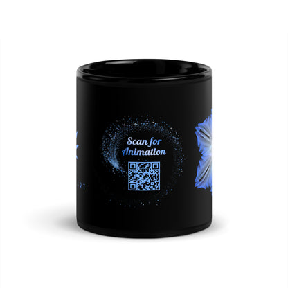 Black Glossy Mug 11 oz - Blue Snowflake