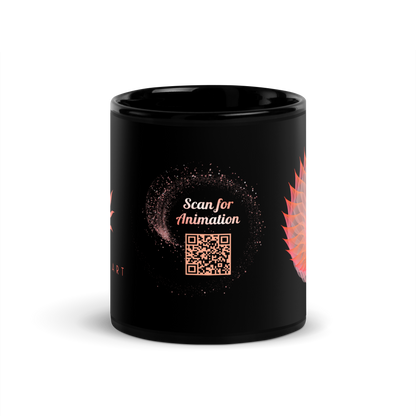 Black Glossy Mug 11 oz - Flaming Donut