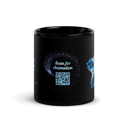 Black Glossy Mug 11oz - Glacial Flower