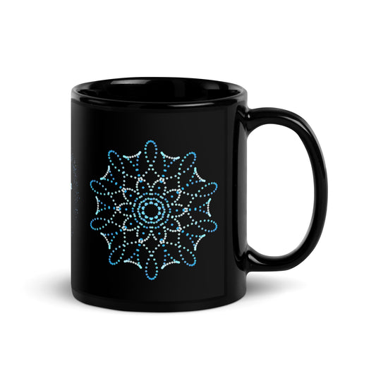 Black Glossy Mug 11oz - Dot Mandala