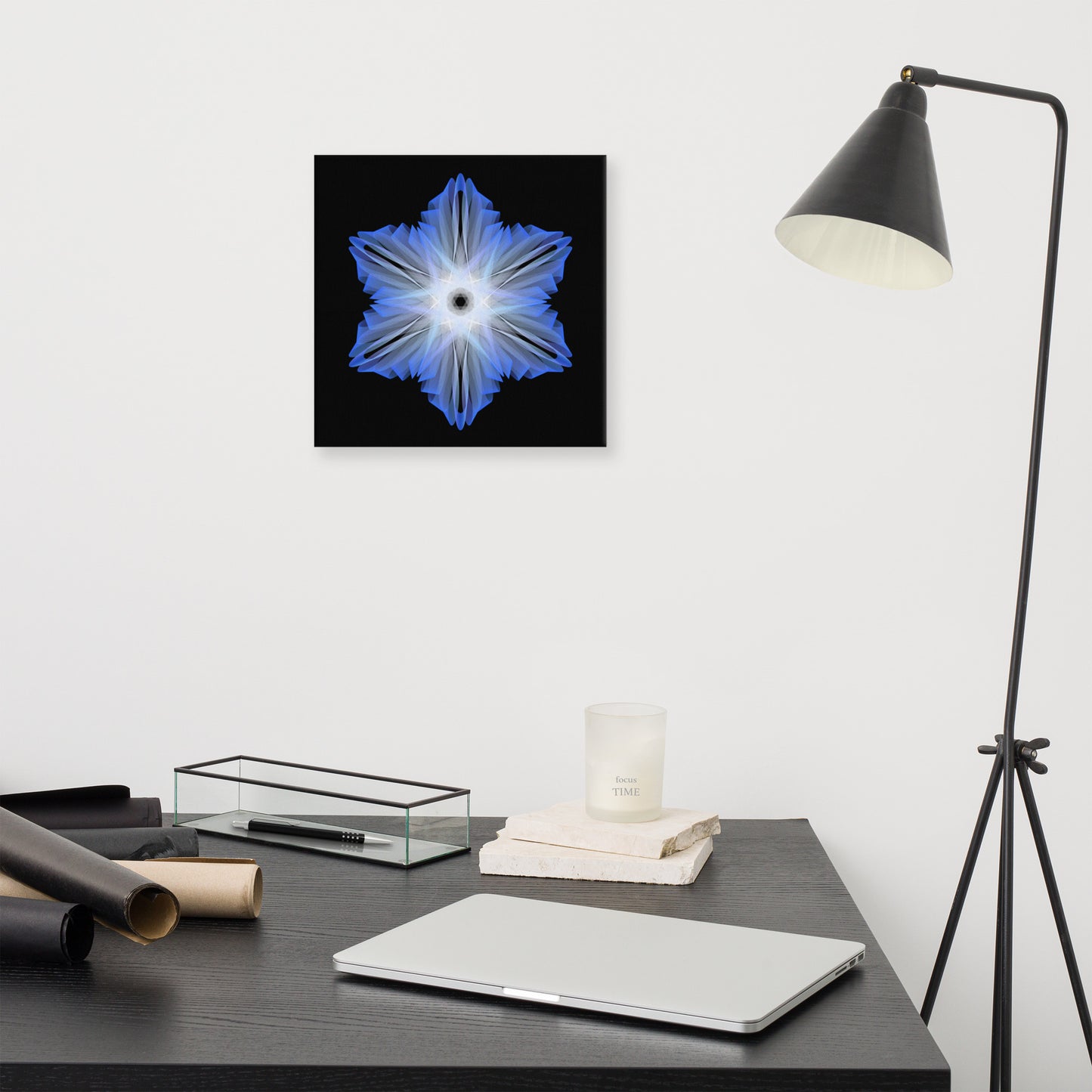 Canvas - Blue Snowflake - Zen Math Art