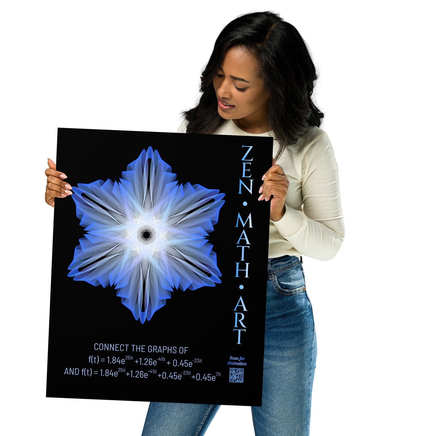 Poster - Blue Snowflake - Zen Math Art