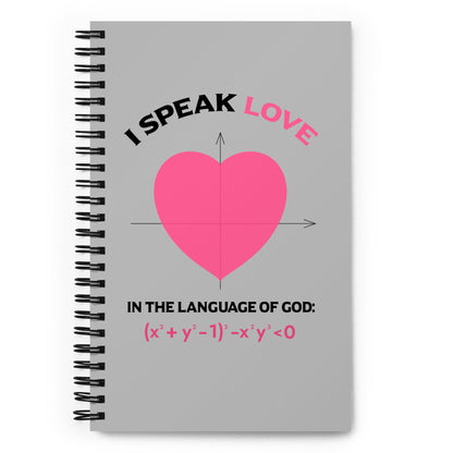 Spiral notebook - I Speak Love 1 - Gray - Zen Math Art