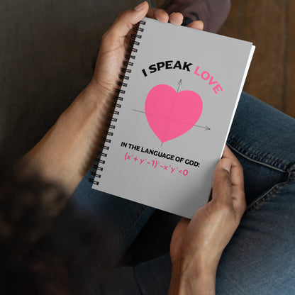 Spiral notebook - I Speak Love 1 - Gray - Zen Math Art