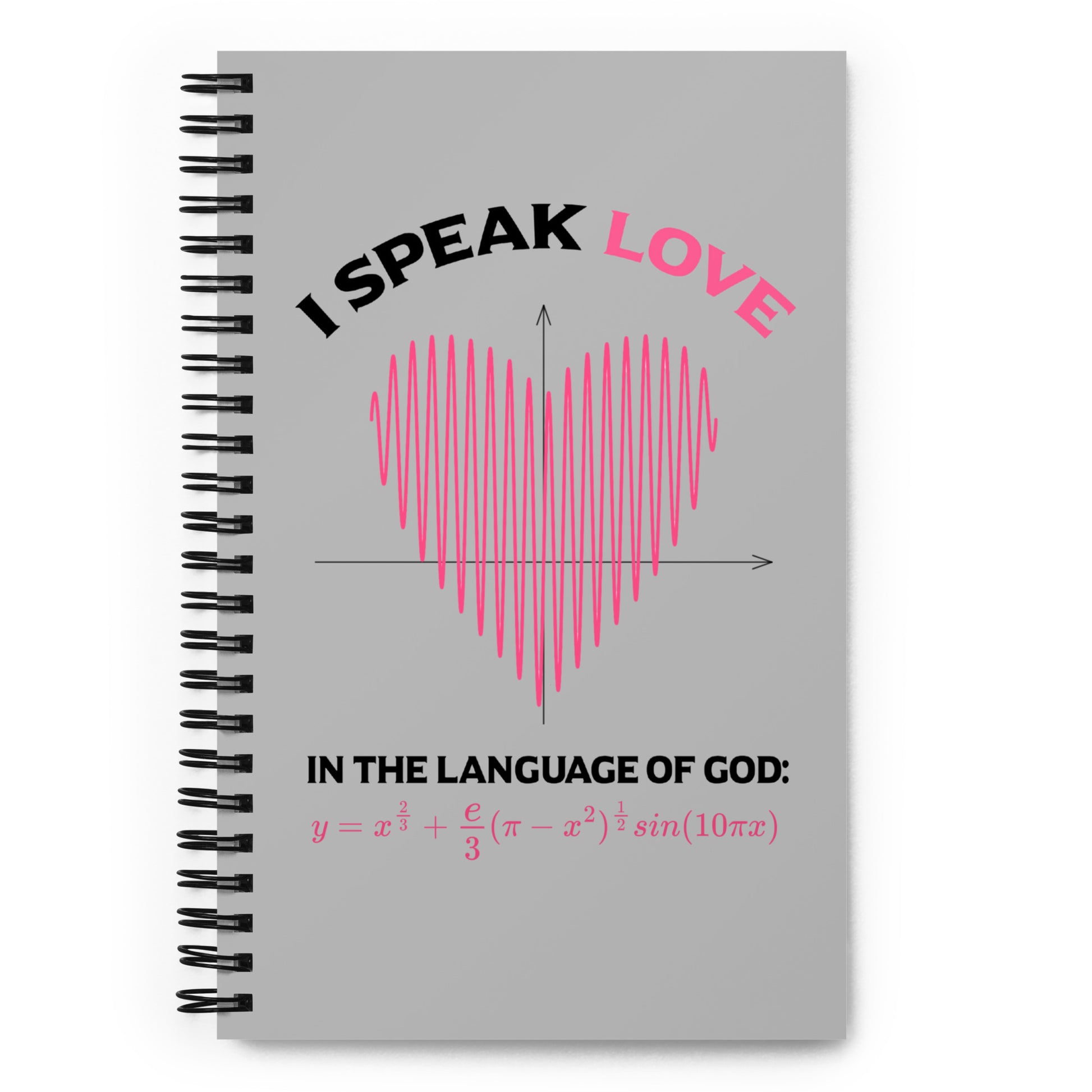 Spiral notebook - I Speak Love 2 - Gray - Zen Math Art