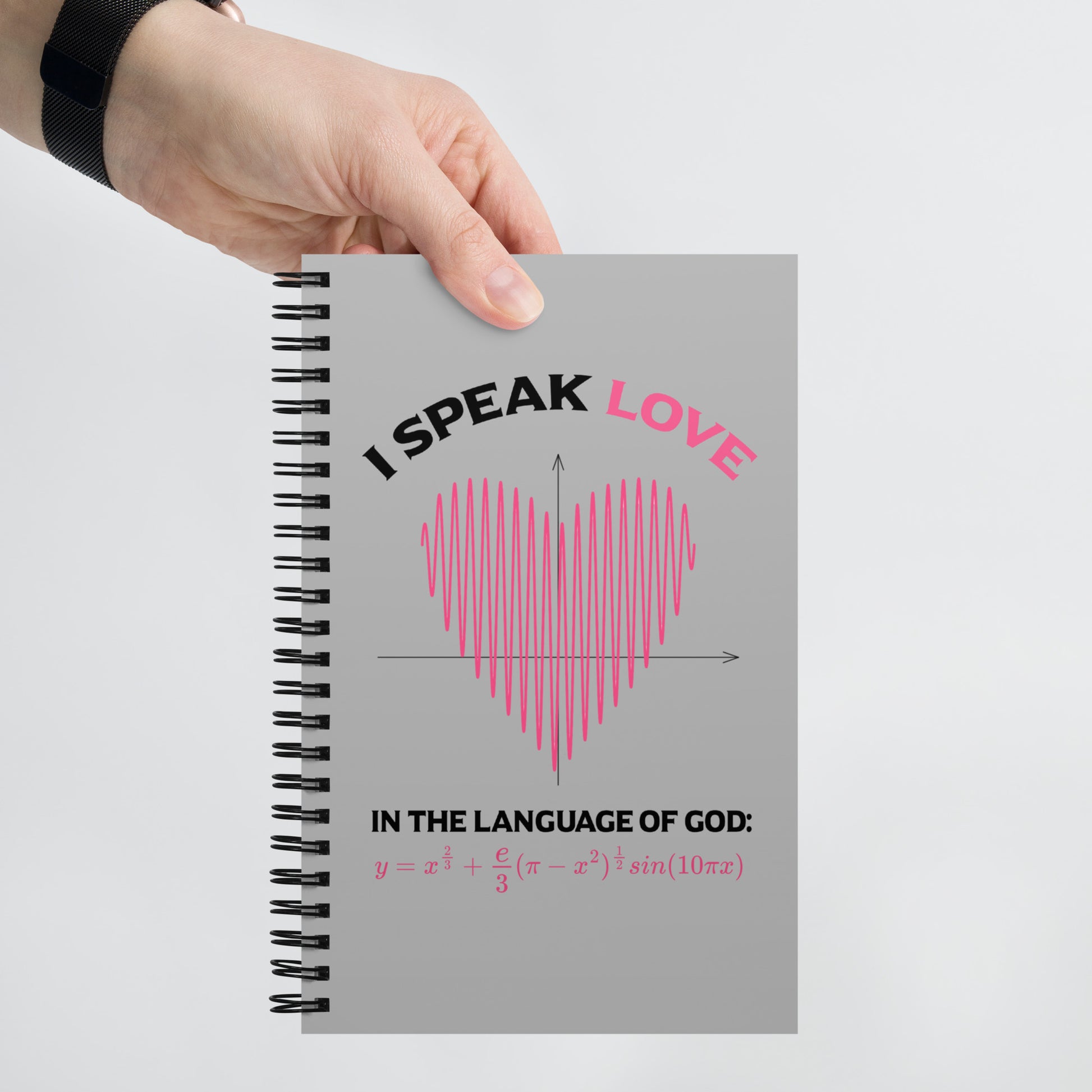 Spiral notebook - I Speak Love 2 - Gray - Zen Math Art